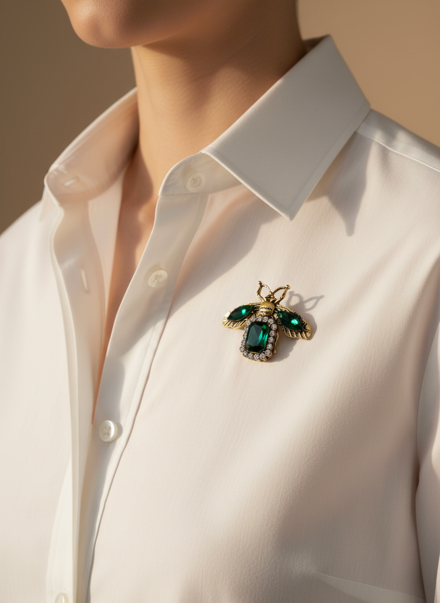 Emerald Jewel Bee Brooch