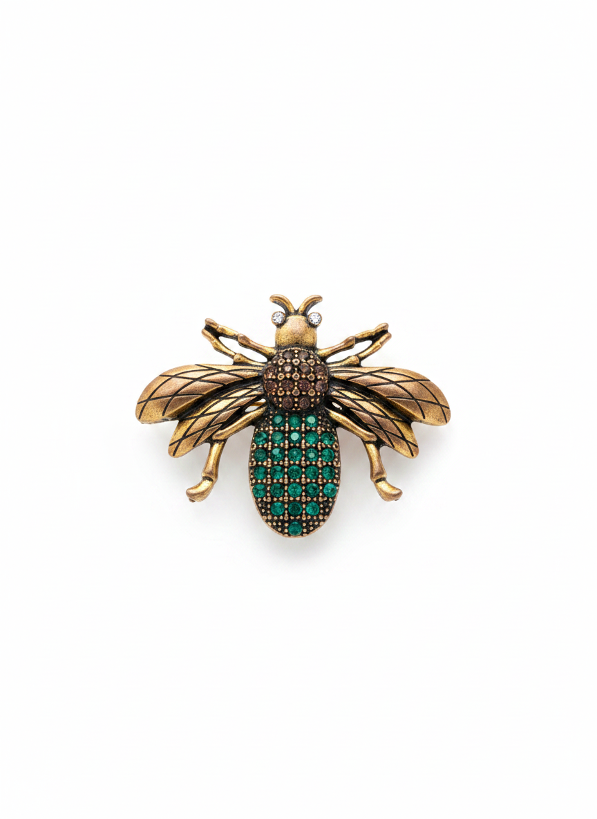 Emerald Winged Bee Brooch