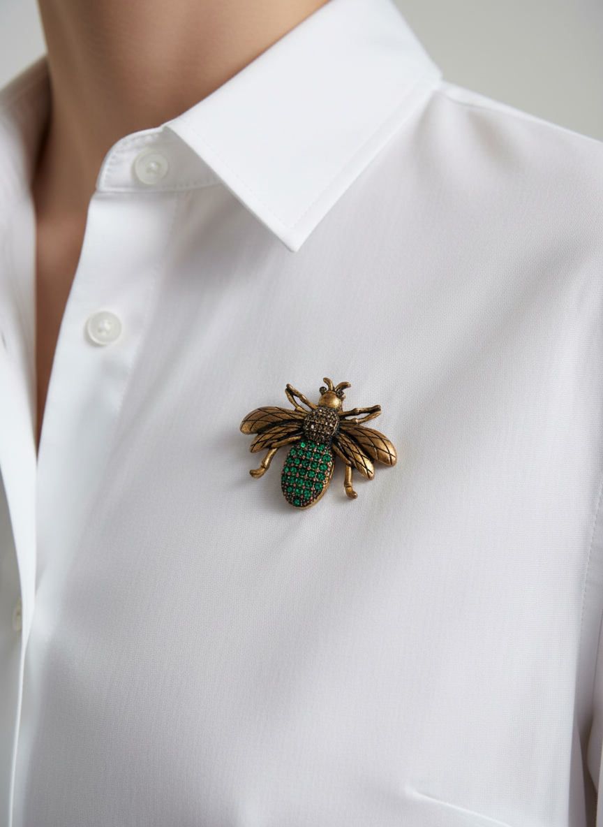 Emerald Winged Bee Brooch