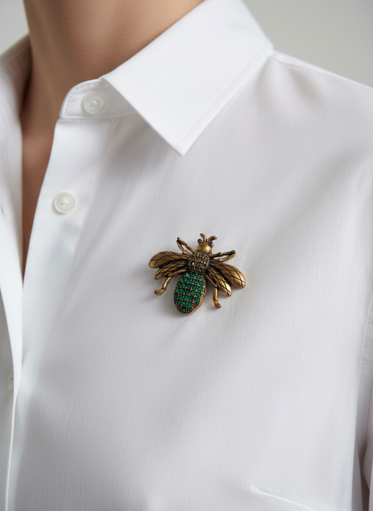 Emerald Winged Bee Brooch