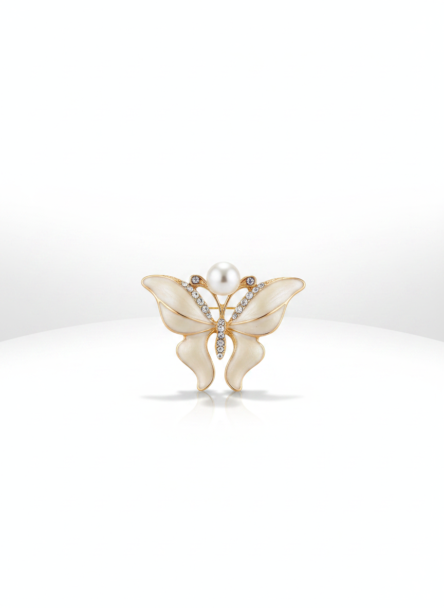Pearl Wing Butterfly Brooch
