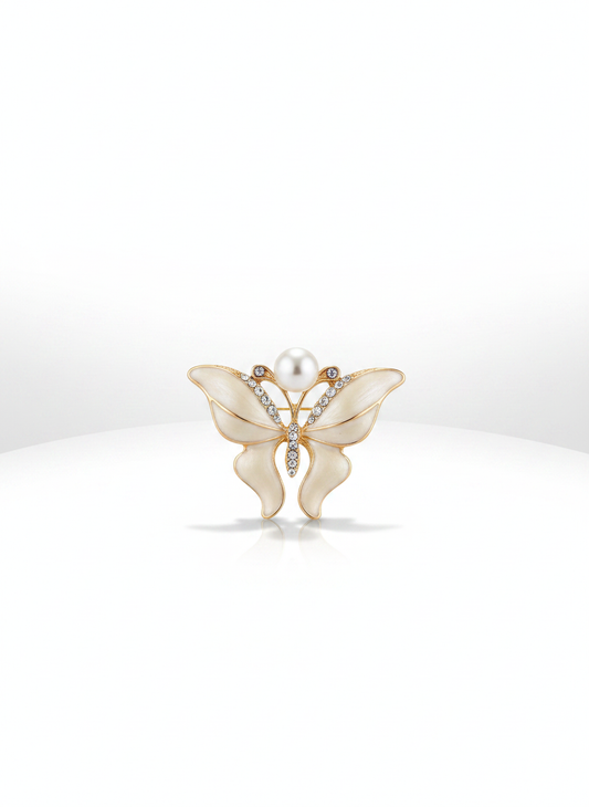 Pearl Wing Butterfly Brooch