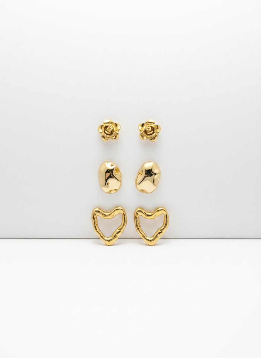 Golden Love Trio Earrings