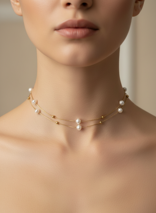 Pearl Lueur Double Choker
