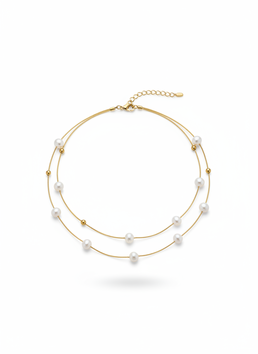 Pearl Lueur Double Choker