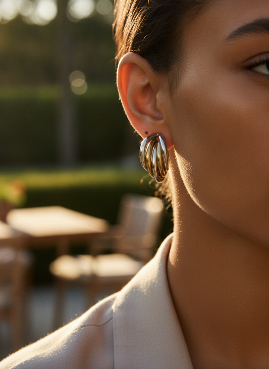Gold and Silver Loop Earrings