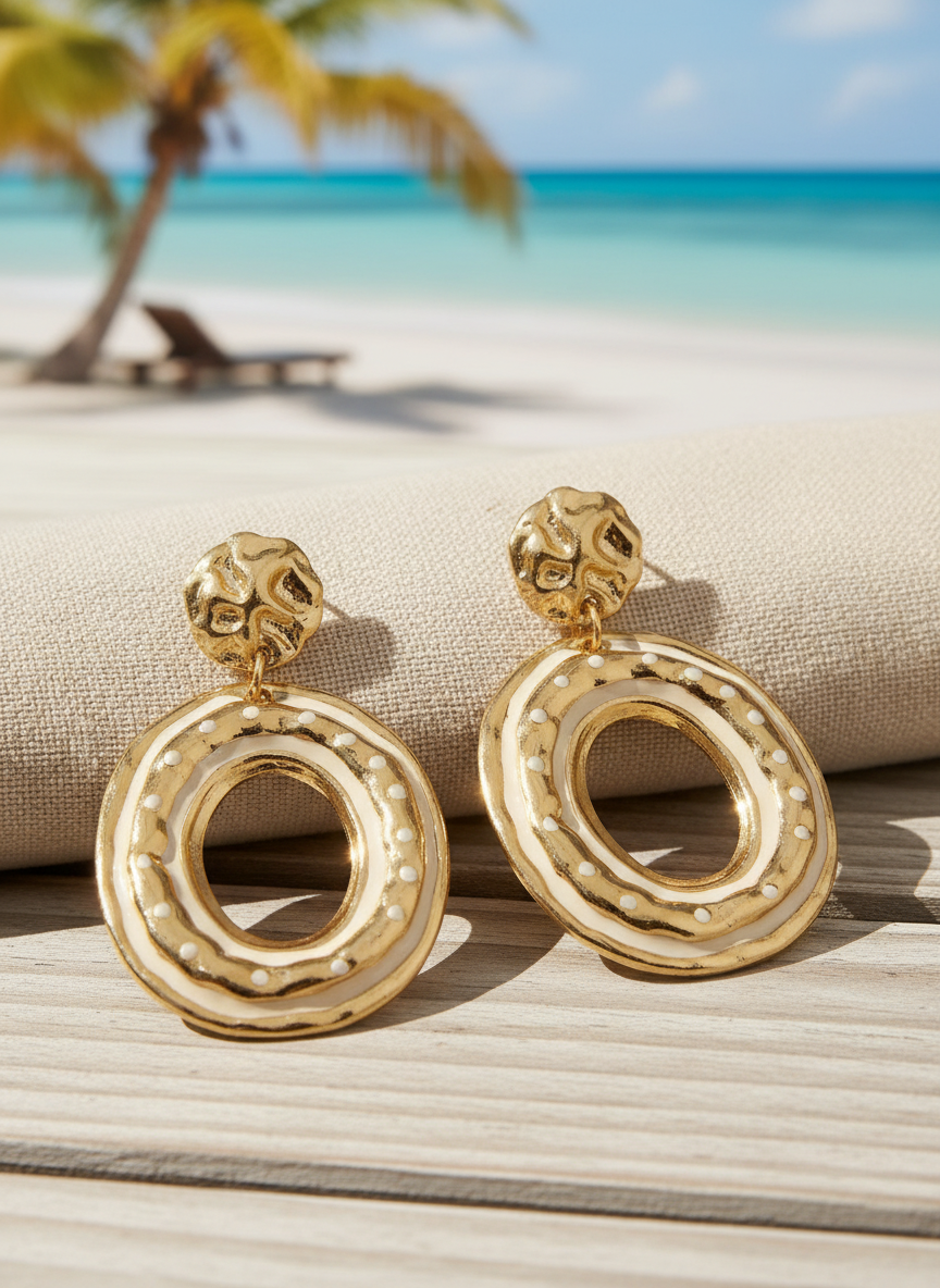 Golden Sculpted Orbit Earrings