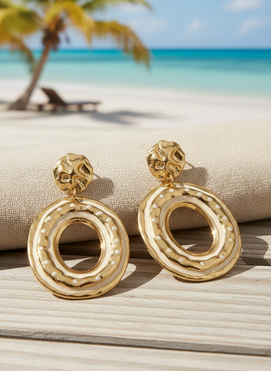 Golden Sculpted Orbit Earrings