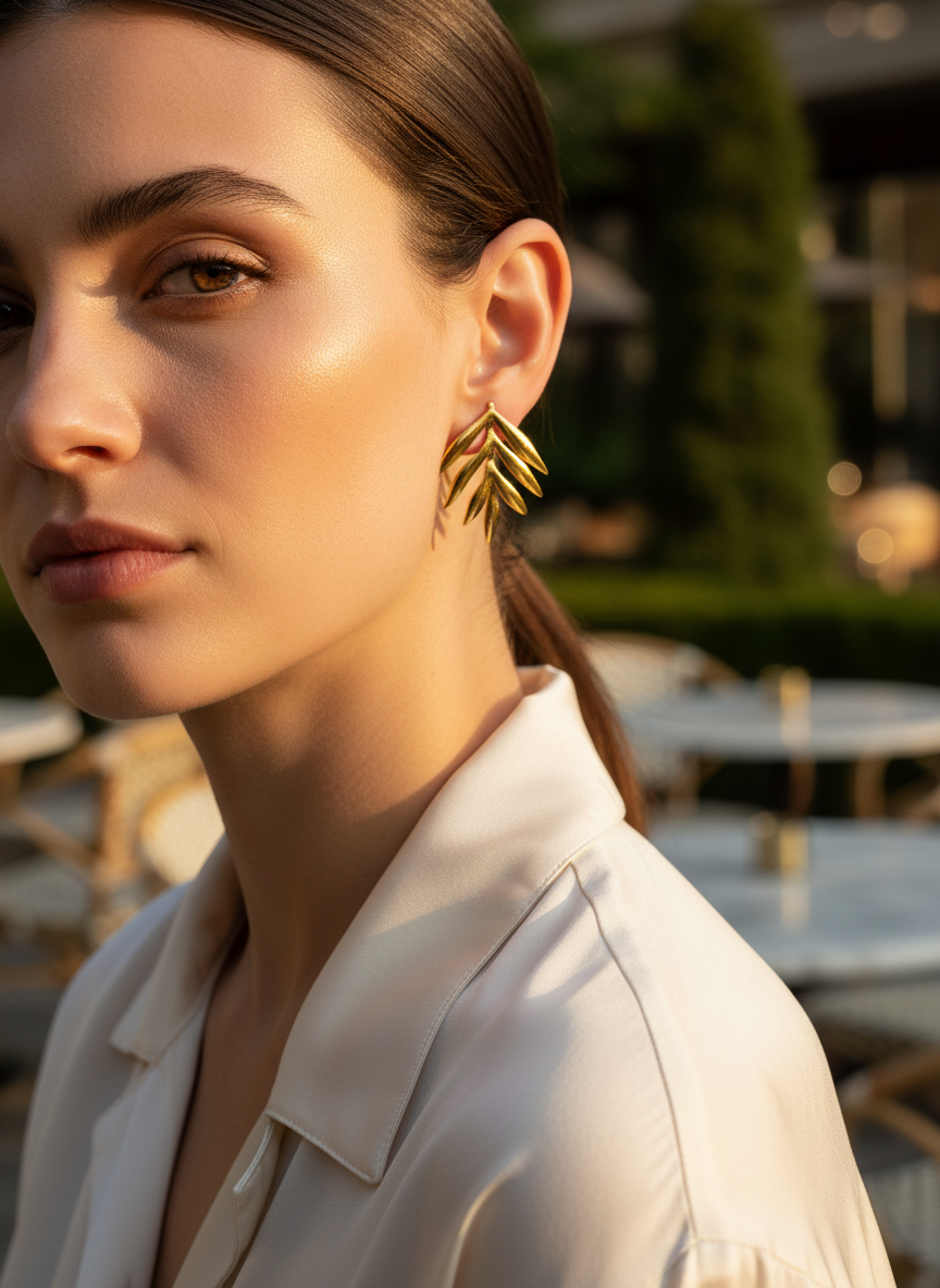 Golden Leaf Cascade Earrings